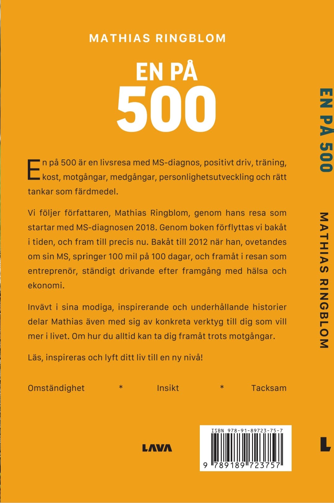 Baksida av boken En på 500